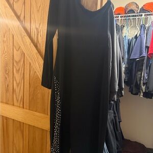 Symphony One-Shoulder Black Dress with Stud Embellishment